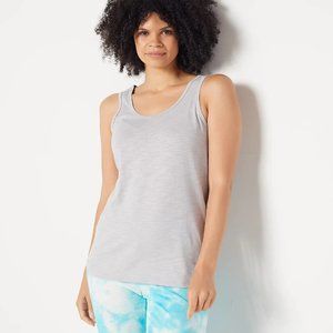 Belle Beach by Kim Gravel Slub Knit Scoop Neck Tank Top - Grey